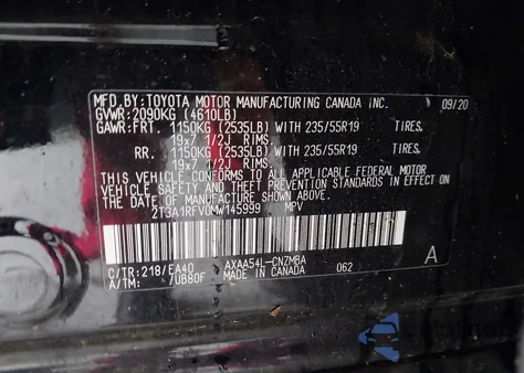 2021 Toyota Rav4 Xle Premium from USA, damaged, VIN 2T3A1RFV0MW145999